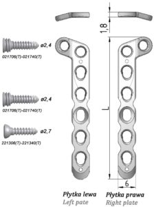 Płytka blokowana “L” ukośna, do nasady dalszej kości promieniowej (wąska)