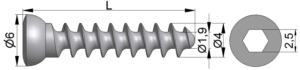 Wkręt do kości łódkowatej Ø4,0/1,9mm pełnogwintowany
